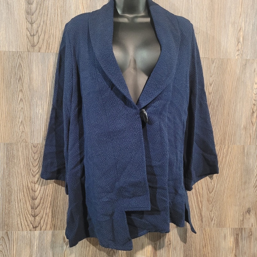 Moonlight Y&S Toggle-Button Jacket Sz M Dark Blue Asymmetric Hem Artsy Lagen